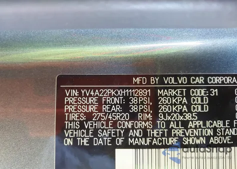 2017 Volvo Xc90 T6 Momentum from USA, damaged, VIN YV4A22PKXH1112891